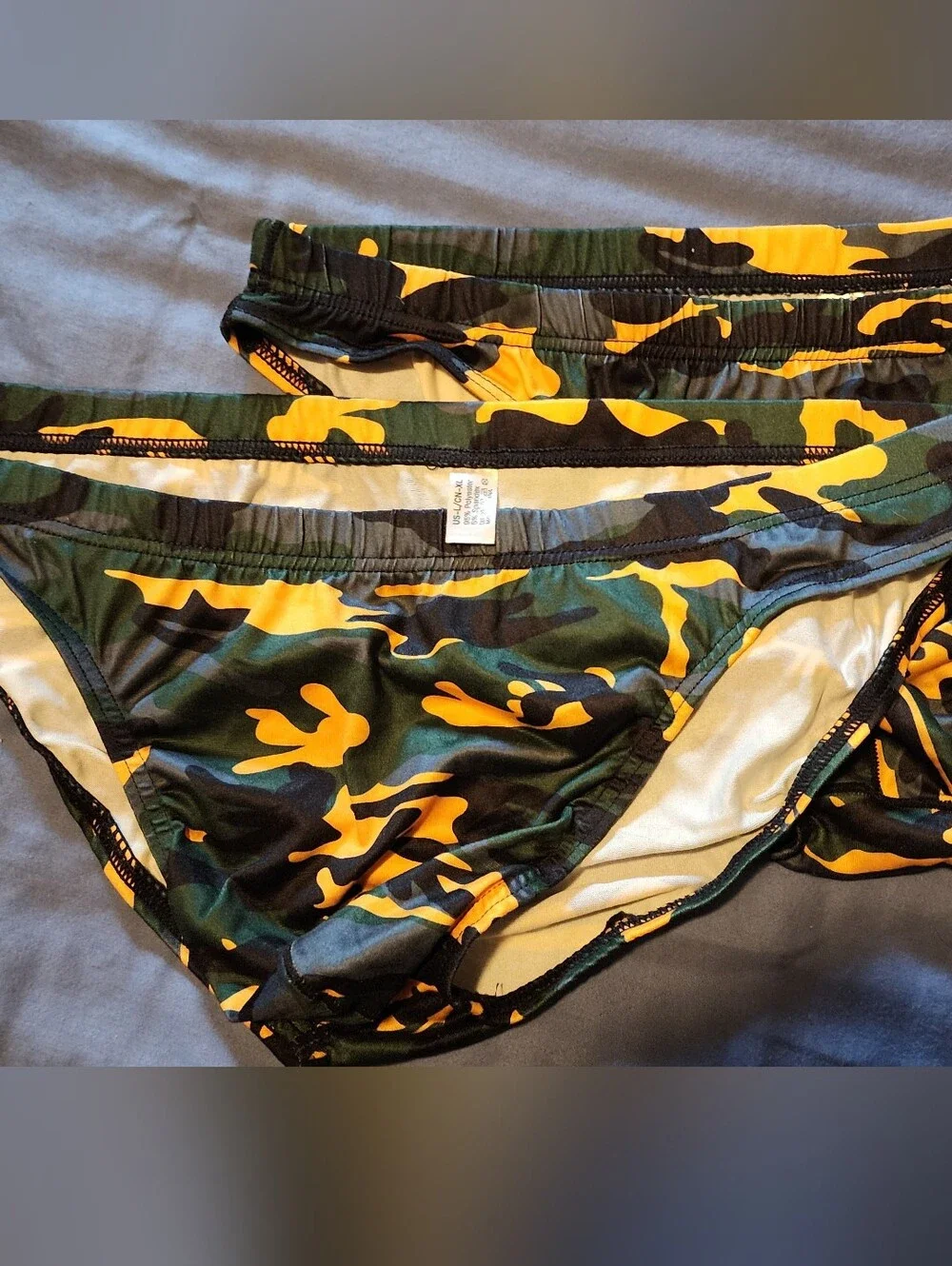 Men's Camouflage Swim Briefs - Green & Yellow Camo